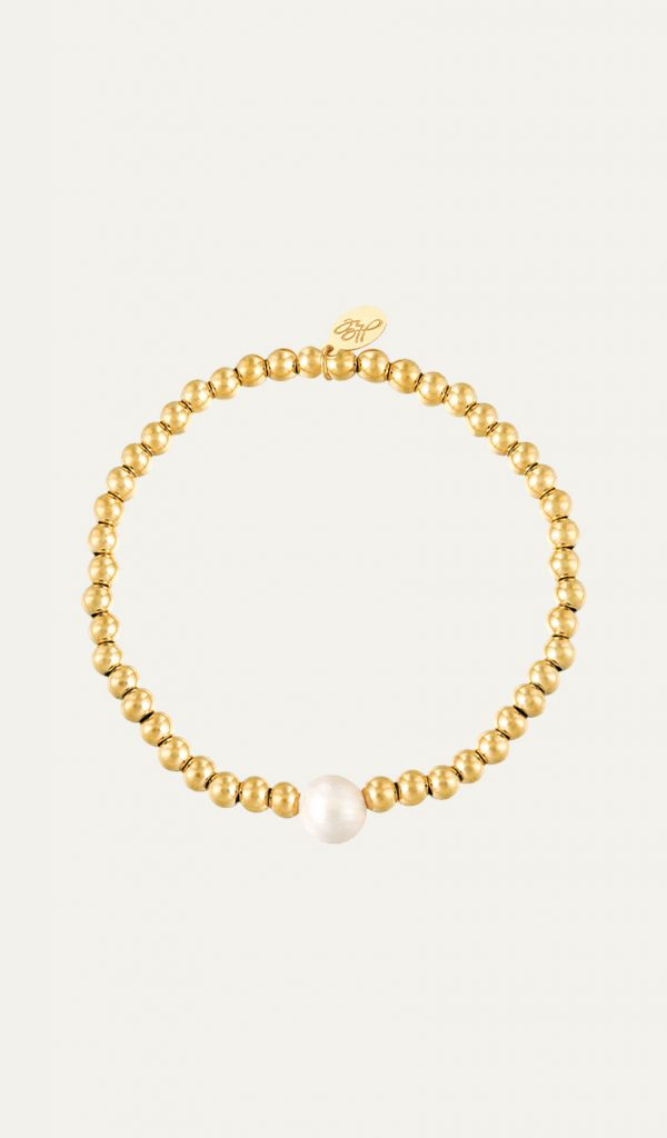 beads en pearl bracelet goud