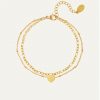 heart double chain bracelet goud