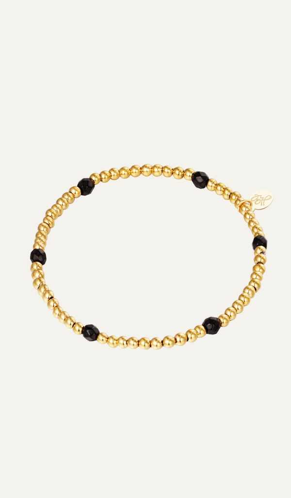 Gold black beads bracelet