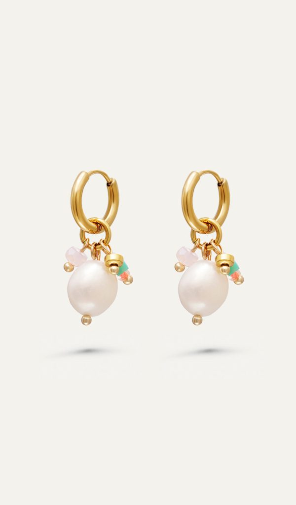 White pearl color earrings