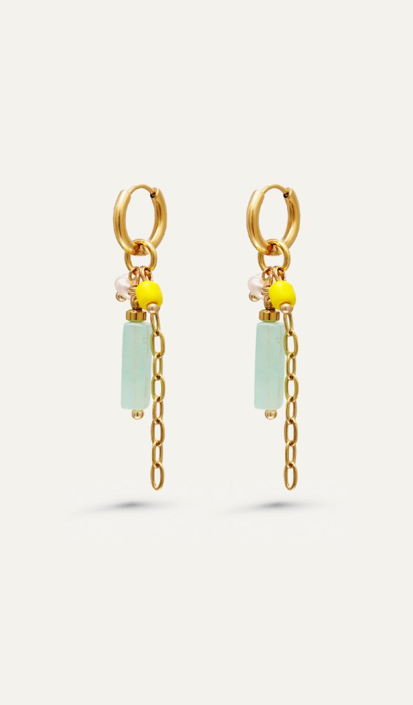 Mint stone chain earrings