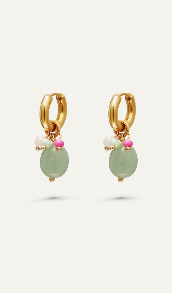 Sage green stone earrings