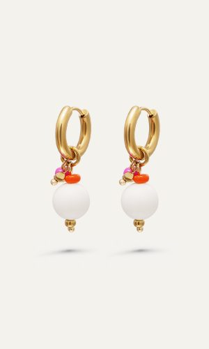 White bubble earrings