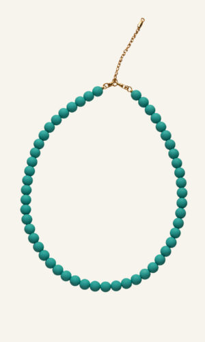 Matte kralen ketting - donkergroen/turquoise