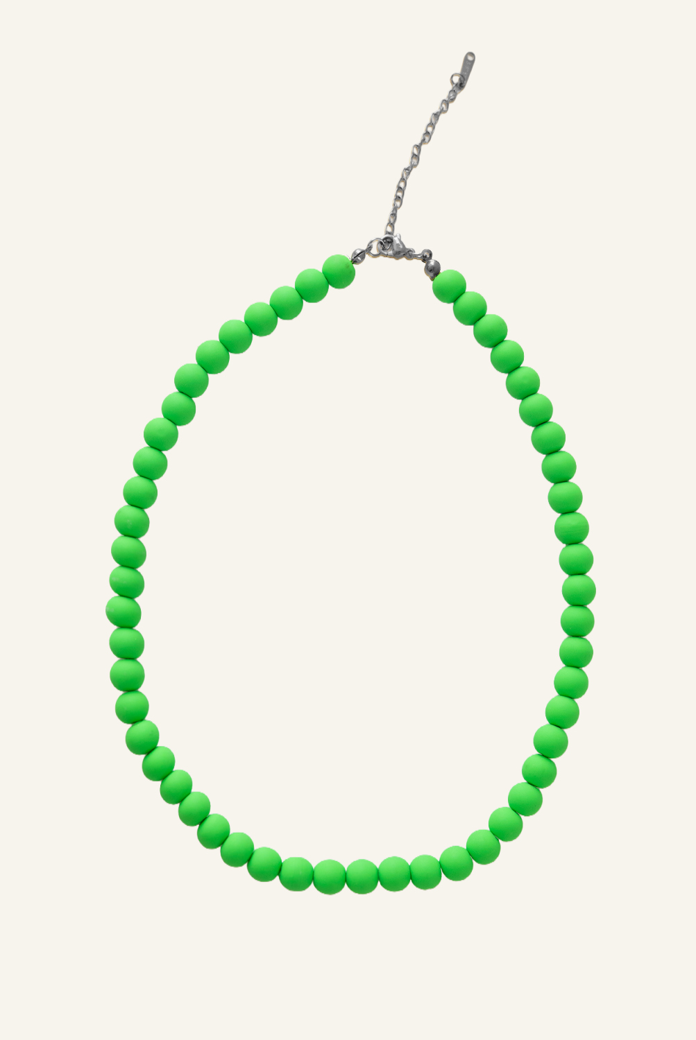 MATTE KRALEN KETTING_ZILVER_GROEN