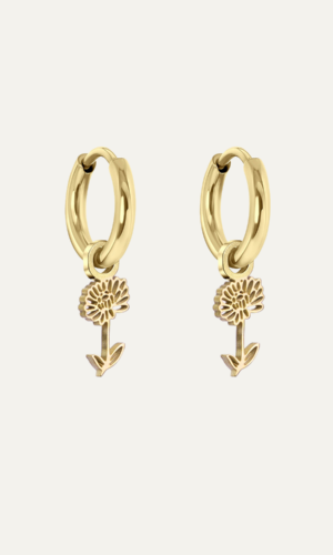 Birthflower goudkleurige oorbellen