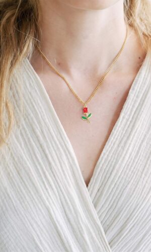 Rode tulpen ketting van Dutch Jewelry Company