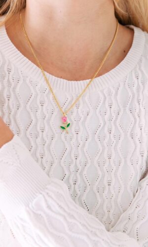 Roze tulpen ketting van Dutch Jewelry Company
